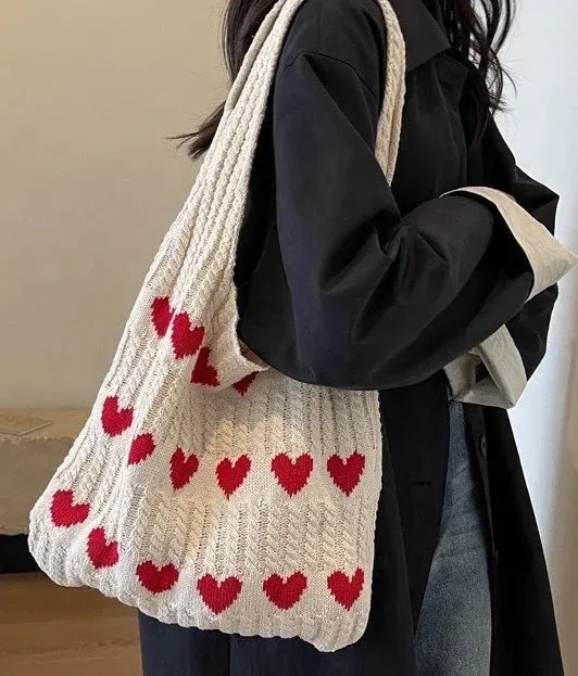 Heart Tote Bag - Knit Sweater - PREORDER