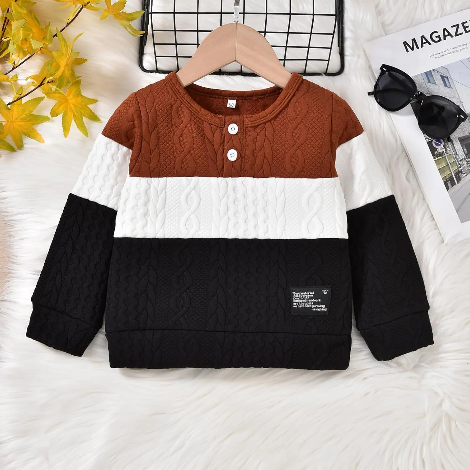 HIHA Toddler Boys Clothes Color Block Sweatsuit Long Sleeve Shirts Sweatpants Kids Fall Winter Outfit