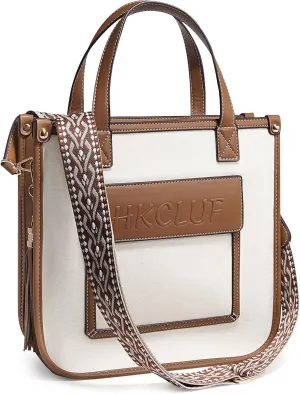 HKCLUF Tote Bag for Women,Vegan Leather Crossbody Bags for Women,Shoulder Bags Handbag with Adjustable Strap for Work,Travel
