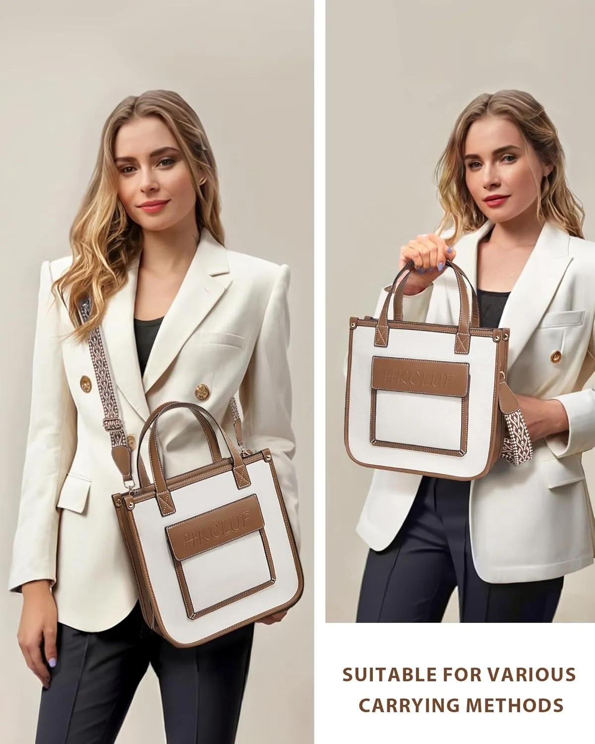 HKCLUF Tote Bag for Women,Vegan Leather Crossbody Bags for Women,Shoulder Bags Handbag with Adjustable Strap for Work,Travel