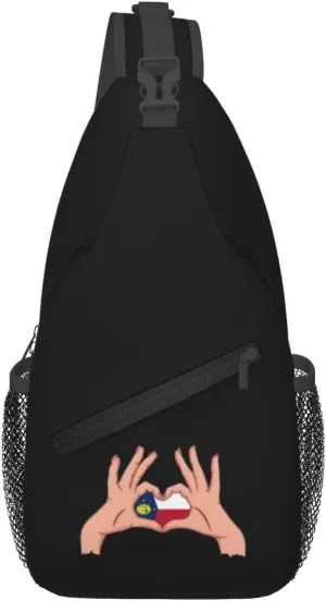 Holding A Heart Flag Of Wake Island Crossbody Bags For Women Men Chest Backpack Gym Shoulder Bag Travel Outdoor Sports Casual Crossbody Bags