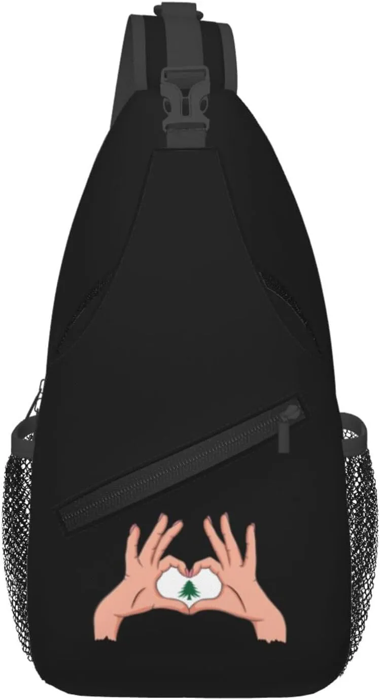 Holding A Heart Naval Ensign Of Massachusetts Crossbody Bags For Women Men Chest Backpack Gym Shoulder Bag Travel Outdoor Sports Casual Crossbody Bags