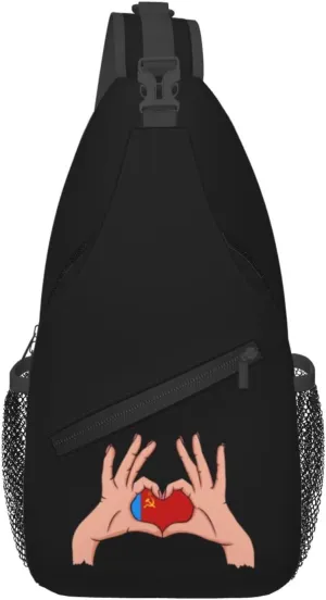Holding Love In Your Hands Flag Of The Russian Soviet Federative Socialist Republic Crossbody Bags For Women Men Chest Backpack Gym Shoulder Bag Travel Outdoor Sports Casual Crossbody Bags