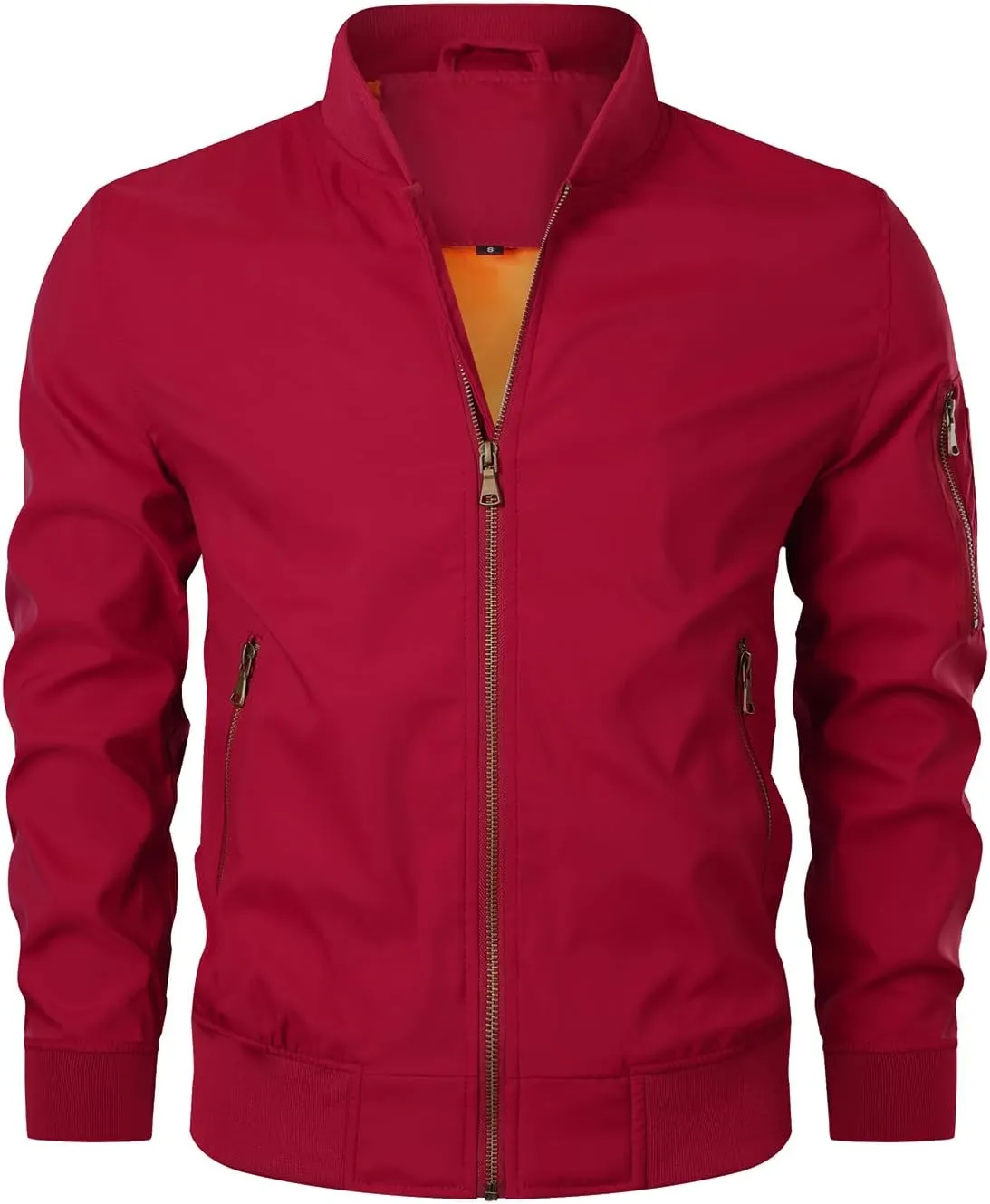 HOOD CREW Men’s Bomber Jacket Lightweight Casual Stylish Spring Fall Windbreaker Zip Up Outwear Coat with Pockets