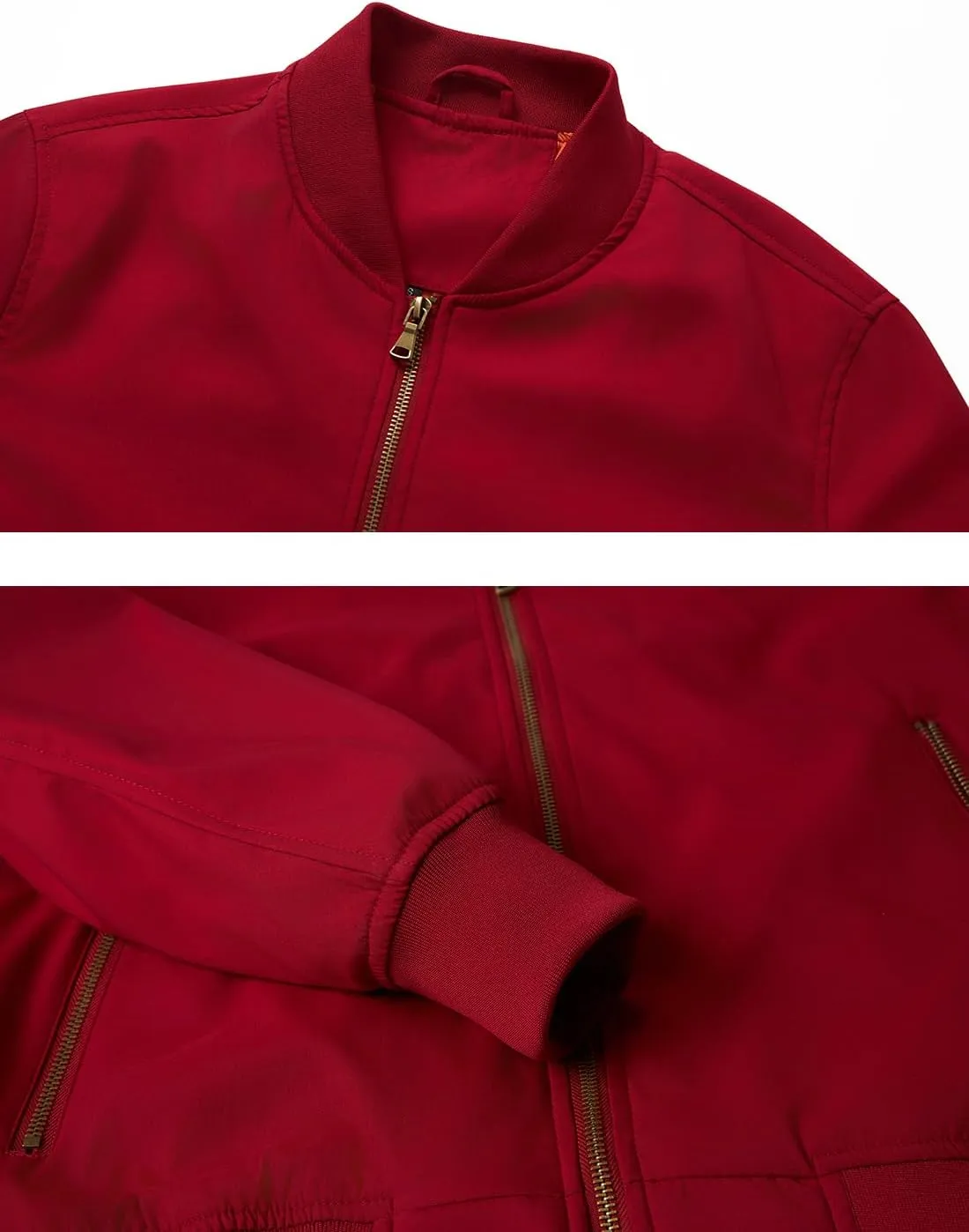 HOOD CREW Men’s Bomber Jacket Lightweight Casual Stylish Spring Fall Windbreaker Zip Up Outwear Coat with Pockets