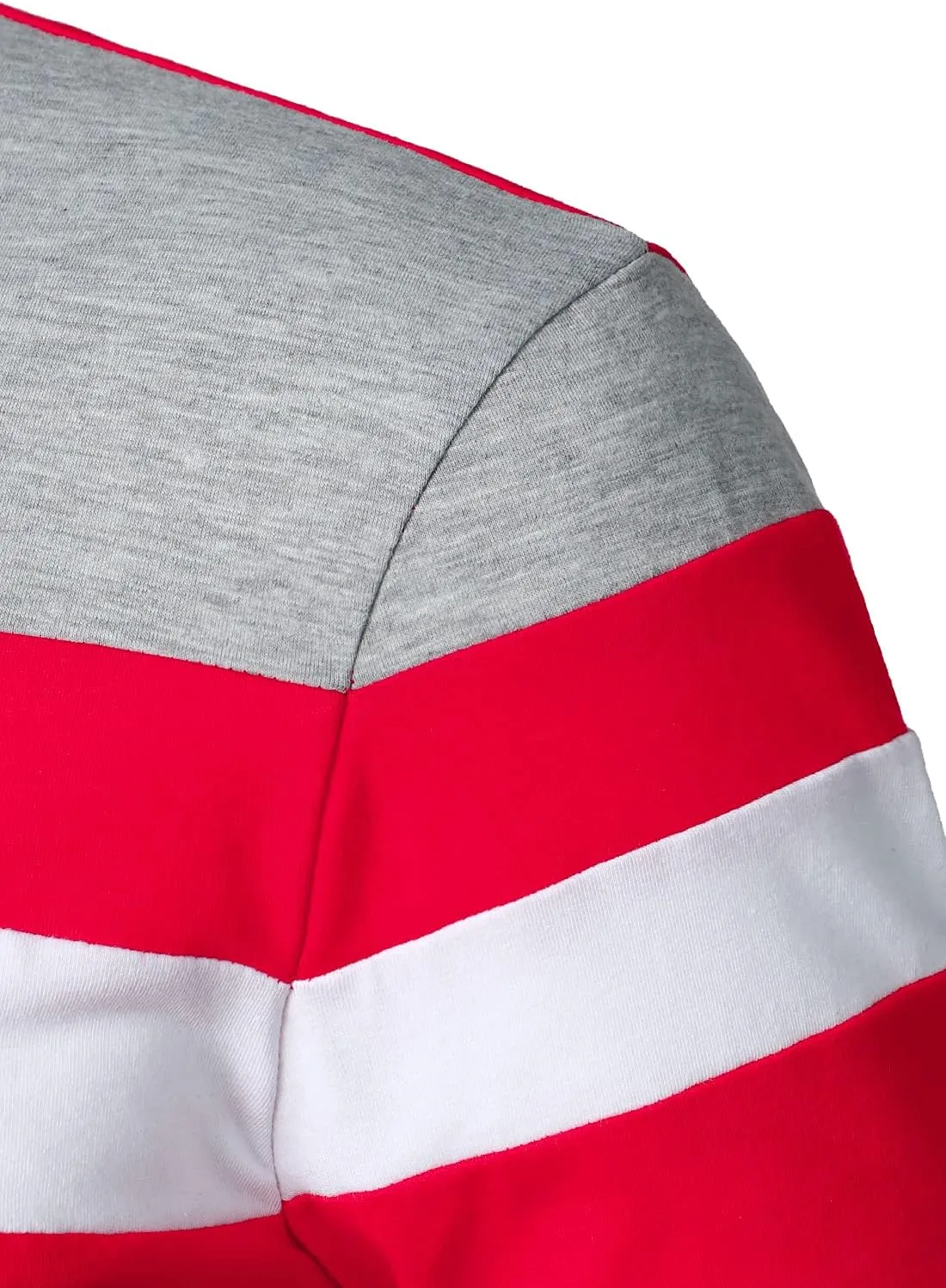 HOOD CREW Men’s Long Sleeve Polo Shirt Casual Slim Fit Shirts Contrast Color Patchwork T Shirts Cotton Tops
