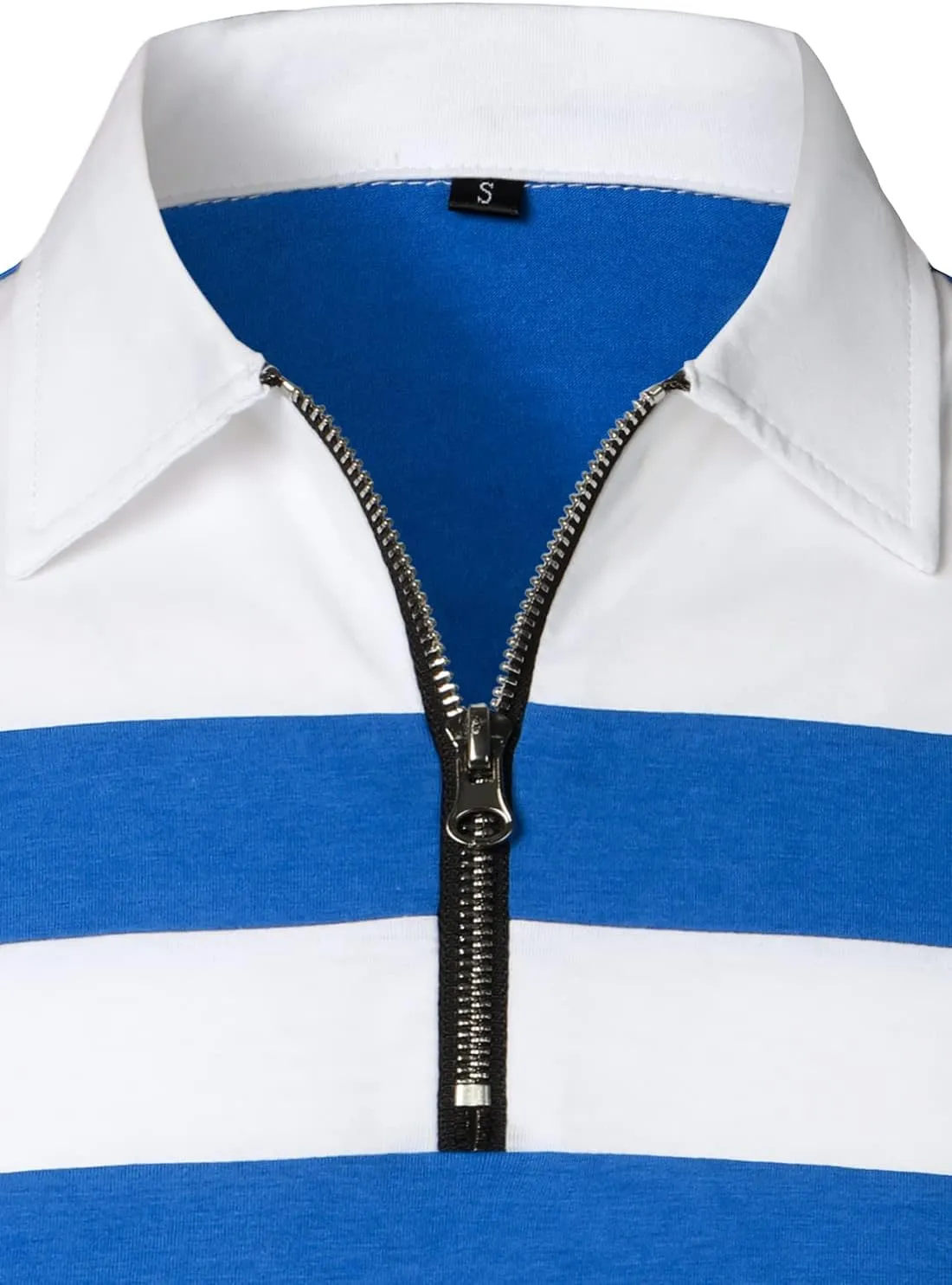 HOOD CREW Men’s Long Sleeve Polo Shirt Casual Slim Fit Shirts Contrast Color Patchwork T Shirts Cotton Tops