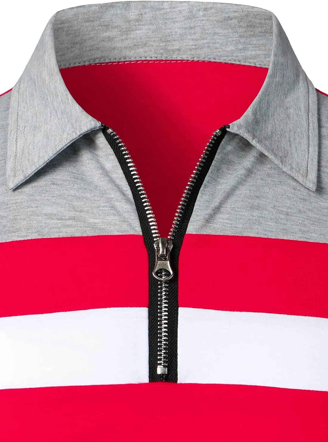 HOOD CREW Men’s Long Sleeve Polo Shirt Casual Slim Fit Shirts Contrast Color Patchwork T Shirts Cotton Tops