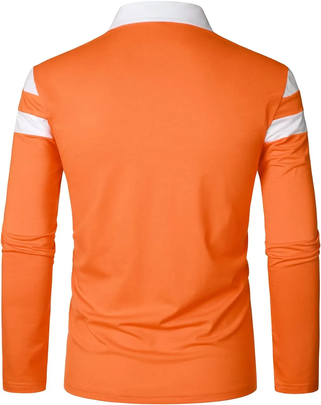 HOOD CREW Men’s Long Sleeve Polo Shirt Casual Slim Fit Shirts Contrast Color Patchwork T Shirts Cotton Tops