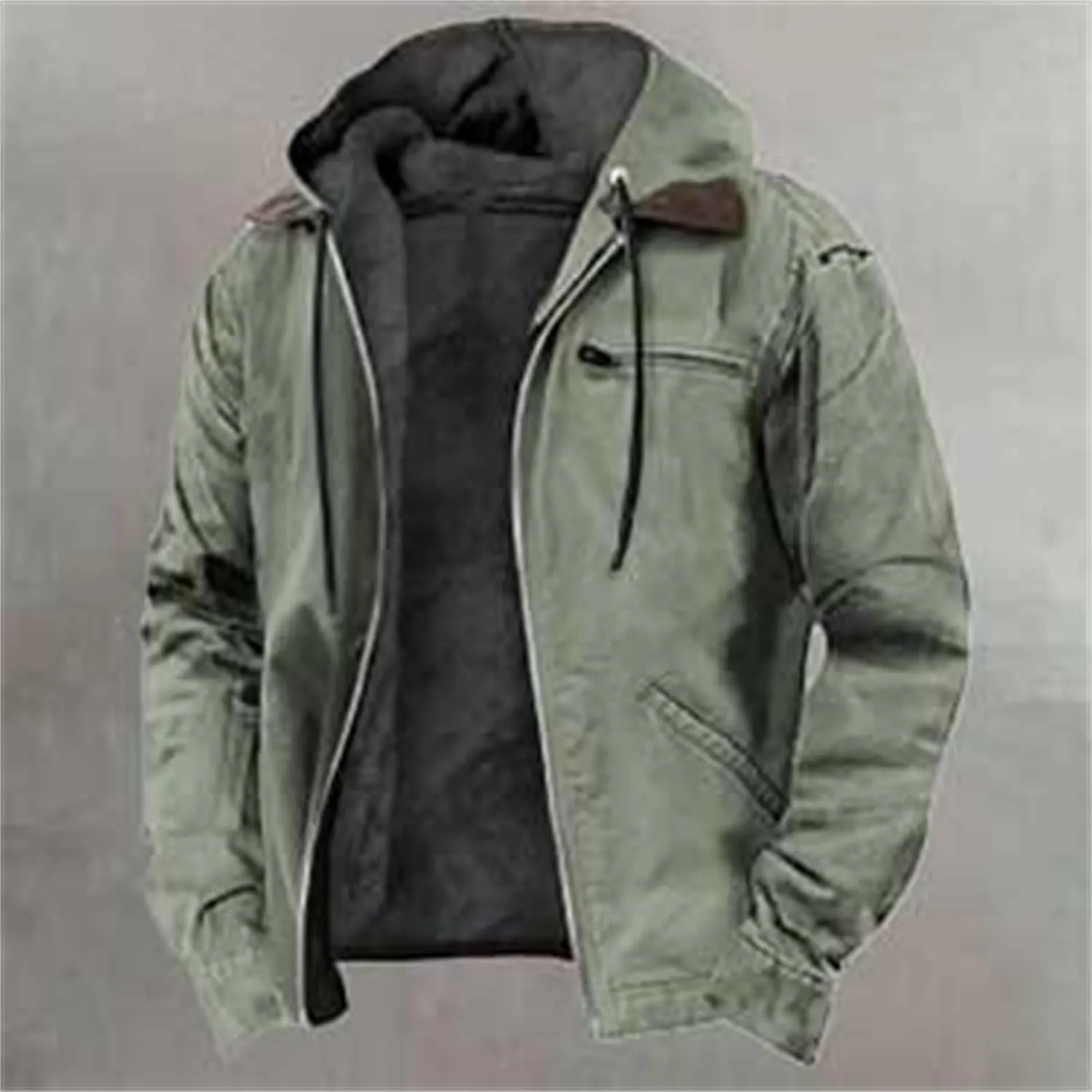Hoodies for Men Winter Fluffy Fuzzy Fleece Lined Jackets Full Zip Warm Thick Coat Chaqueta Hombre Invierno