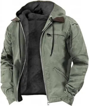 Hoodies for Men Winter Fluffy Fuzzy Fleece Lined Jackets Full Zip Warm Thick Coat Chaqueta Hombre Invierno