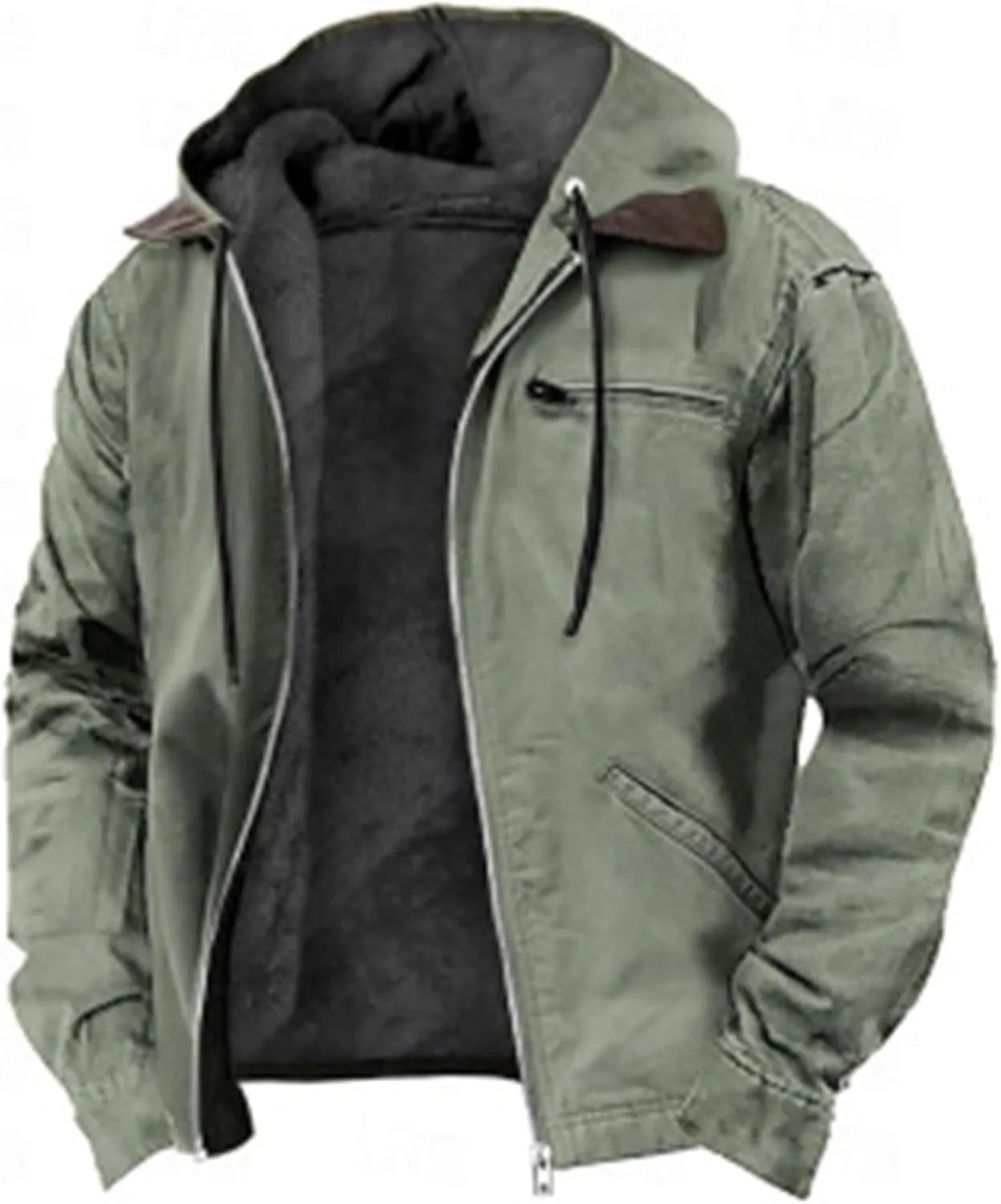 Hoodies for Men Winter Fluffy Fuzzy Fleece Lined Jackets Full Zip Warm Thick Coat Chaqueta Hombre Invierno