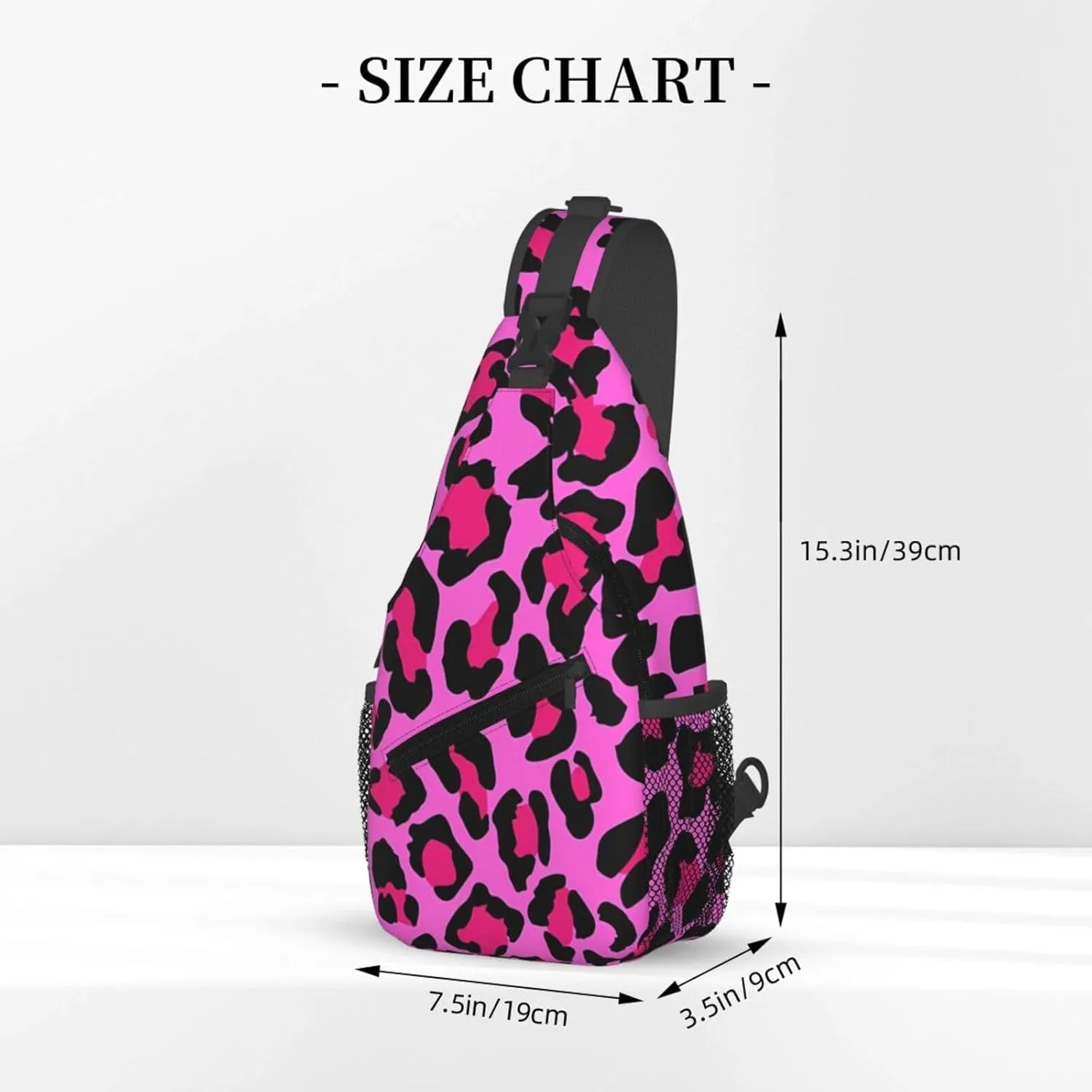 Hot Pink Leopard Sling Bag Adjustable Crossbody Bag Casual Chest Bags Travel Shoulder Backpack For Women Men