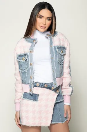 Houndstooth Denim Jacket