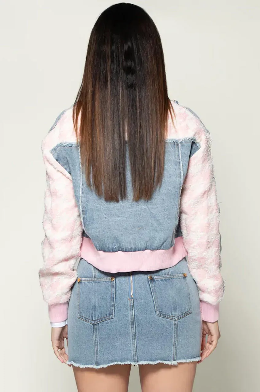 Houndstooth Denim Jacket