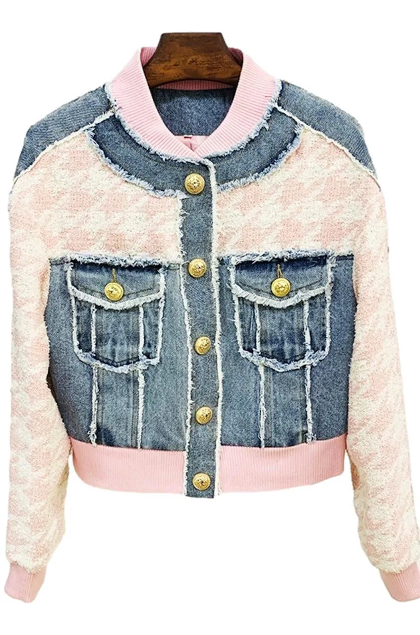 Houndstooth Denim Jacket