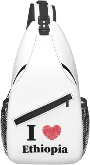 I Love Ethiopia Crossbody Bags For Women Men Chest Backpack Gym Shoulder Bag Travel Outdoor Sports Casual Crossbody Bags