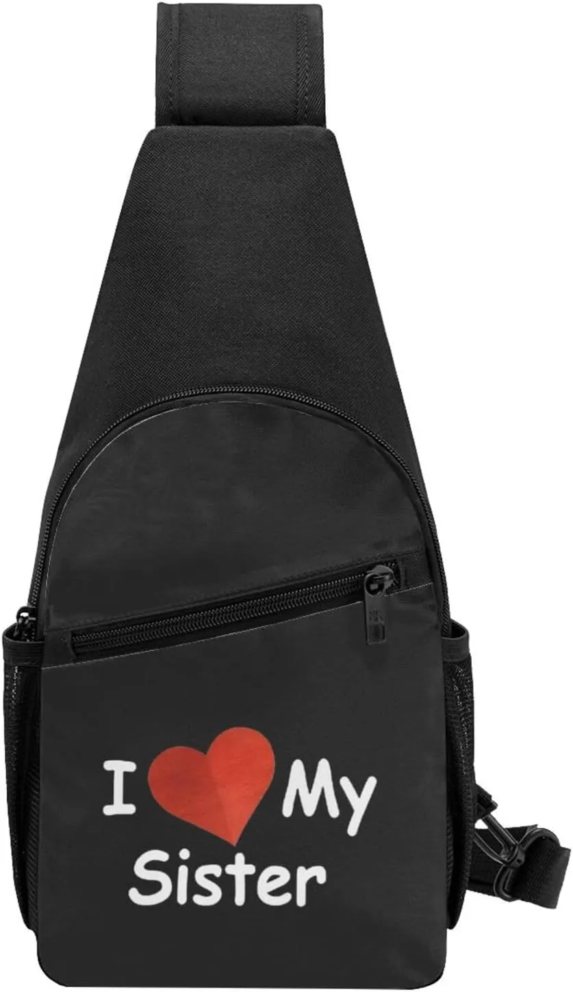 I Love My Sister Chest Pack Leisure Shoulder Crossbody Chest Bag
