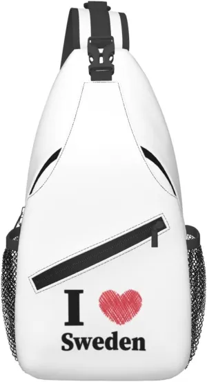 I Love Sweden Crossbody Bags For Women Men Chest Backpack Gym Shoulder Bag Travel Outdoor Sports Casual Crossbody Bags