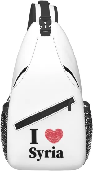 I Love Syria Crossbody Bags For Women Men Chest Backpack Gym Shoulder Bag Travel Outdoor Sports Casual Crossbody Bags