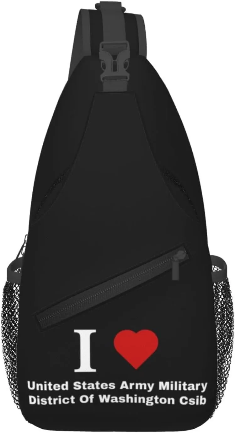 I love United States Army Military District Of Washington Csib Crossbody Bags For Women Men Chest Backpack Gym Shoulder Bag Travel Outdoor Sports Casual Crossbody Bags