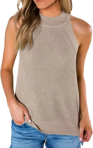 Imily Bela Women's Summer Halter Tank Tops Sleeveless Casual Racerback Loose Shirts Knit Cami Sweater Vest