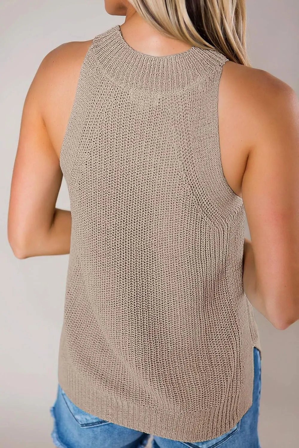 Imily Bela Women's Summer Halter Tank Tops Sleeveless Casual Racerback Loose Shirts Knit Cami Sweater Vest