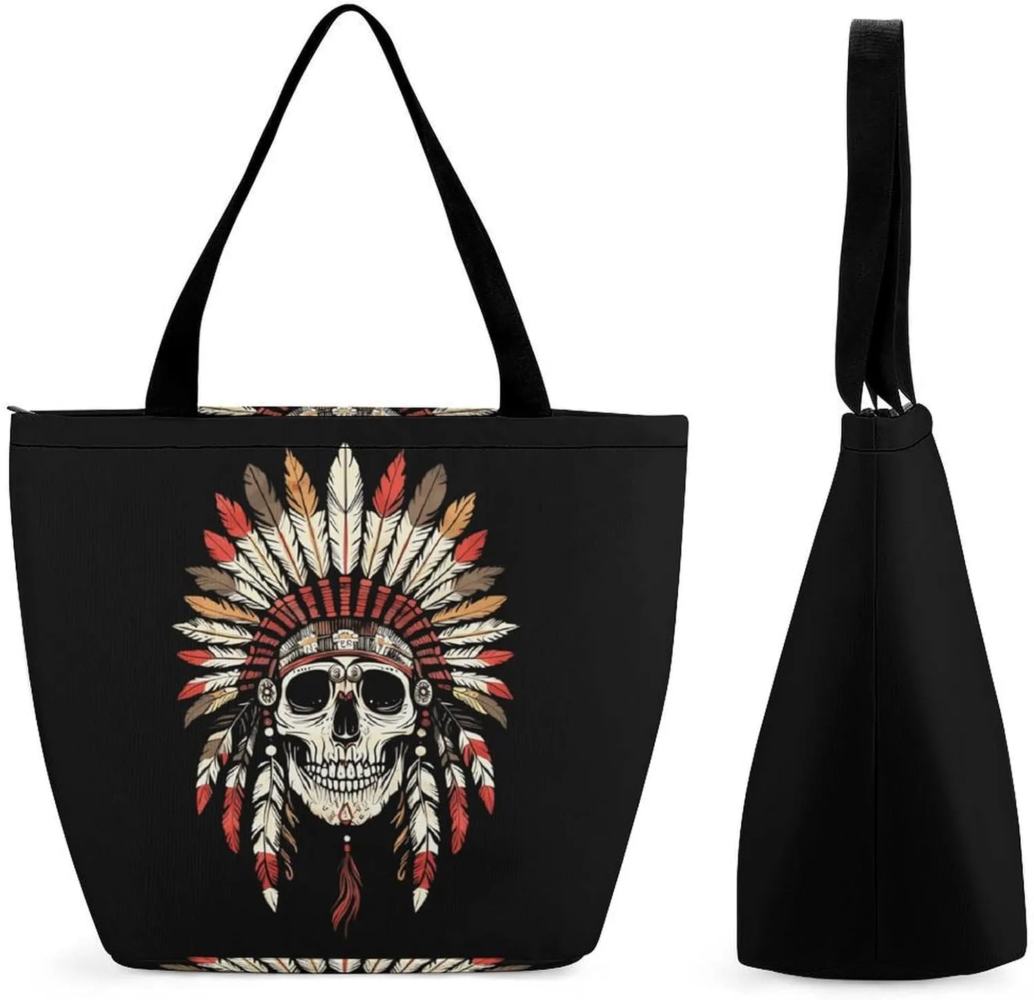 Indian Skeleton Chief Women's Tote Bag Casual Shopping Bags Fashion Handbags Gifts for Travel Work Holiday