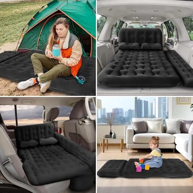 Inflatable Car Air Mattress Car Air Mattress SUV Air Mattress Car Mattress Back Seat Inflatable Bed Portable Foldable Car Air Bed SUV Sleeping Pad Car Bed Mattress Inflatable Car Mattress -BLACK(02)