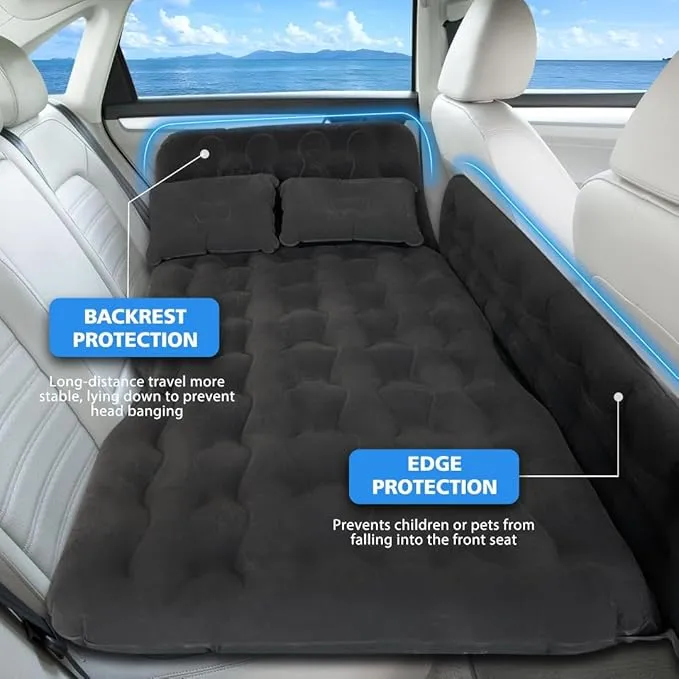 Inflatable Car Air Mattress Car Air Mattress SUV Air Mattress Car Mattress Back Seat Inflatable Bed Portable Foldable Car Air Bed SUV Sleeping Pad Car Bed Mattress Inflatable Car Mattress -BLACK(02)