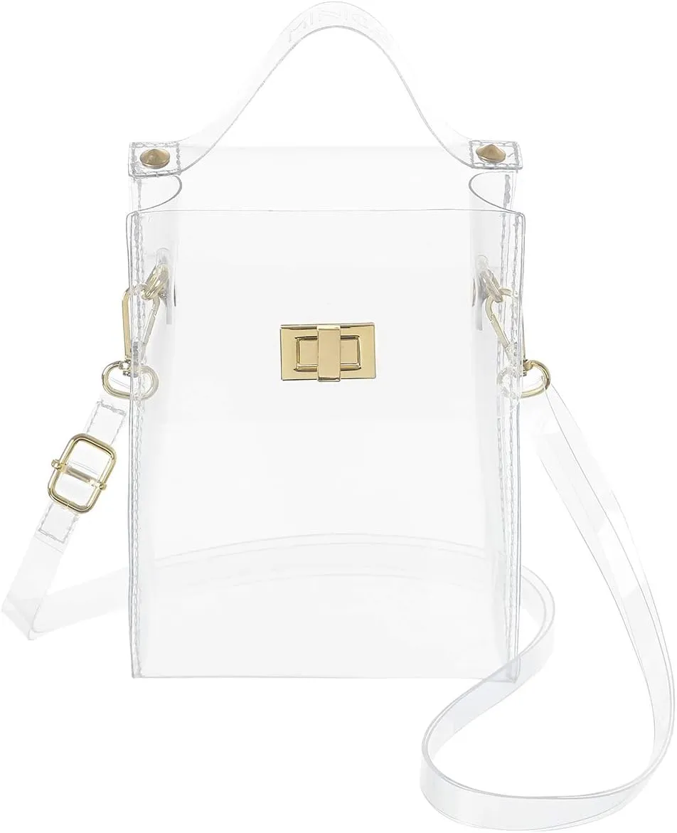 INICAT Clear Small Crossbody Bags Stadium Approved Cell Phone Jelly Purse Shoulder Bag For Women