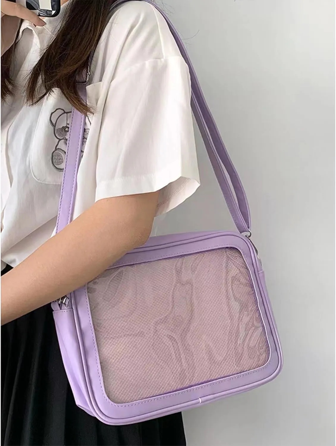 Ita Bag Crossbody Ita Purse Pin Display Bag with Insert Shoulder Crossbody Underarm Top-handle Handbag