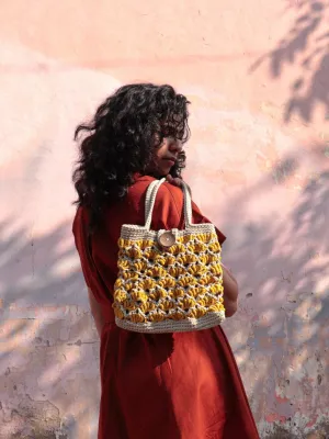 Itihasikala Yellow Crocheted Bag