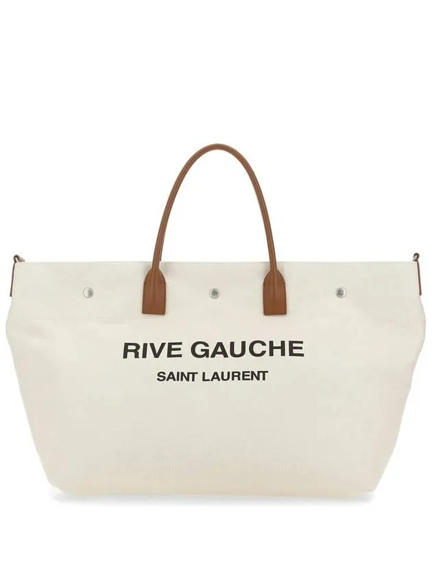 Ivory Saint Spring deal Canvas Bag Brown Rive Gauche Tote Excellent service Laurent