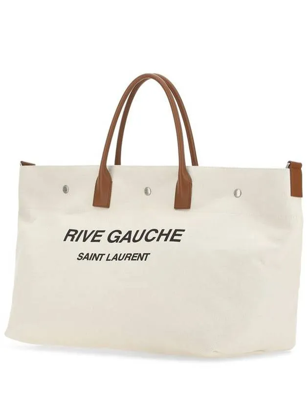 Ivory Saint Spring deal Canvas Bag Brown Rive Gauche Tote Excellent service Laurent