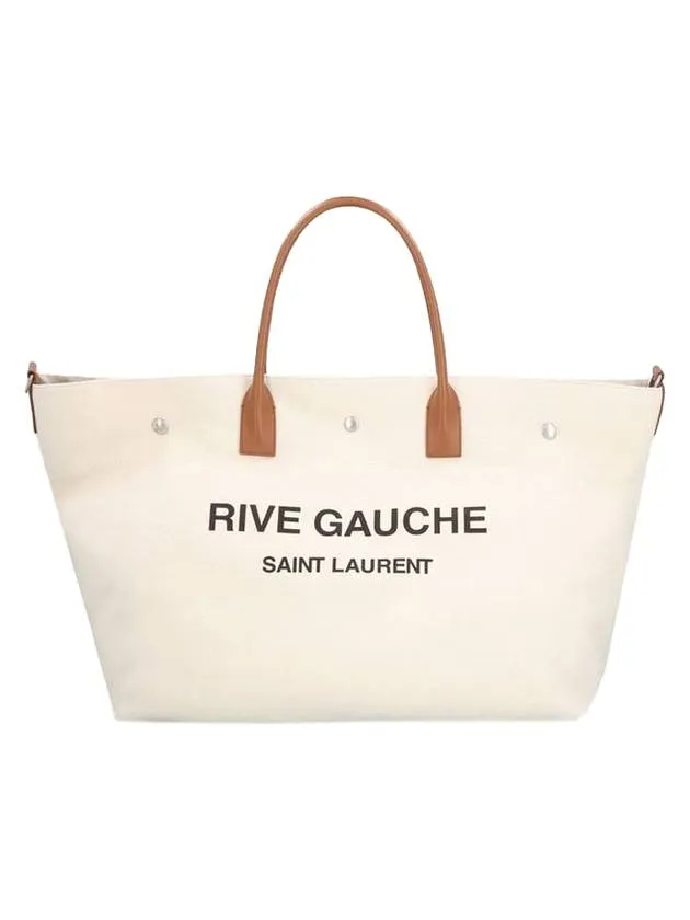 Ivory Saint Spring deal Canvas Bag Brown Rive Gauche Tote Excellent service Laurent