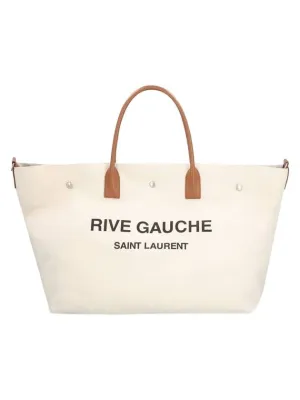 Ivory Saint Spring deal Canvas Bag Brown Rive Gauche Tote Excellent service Laurent