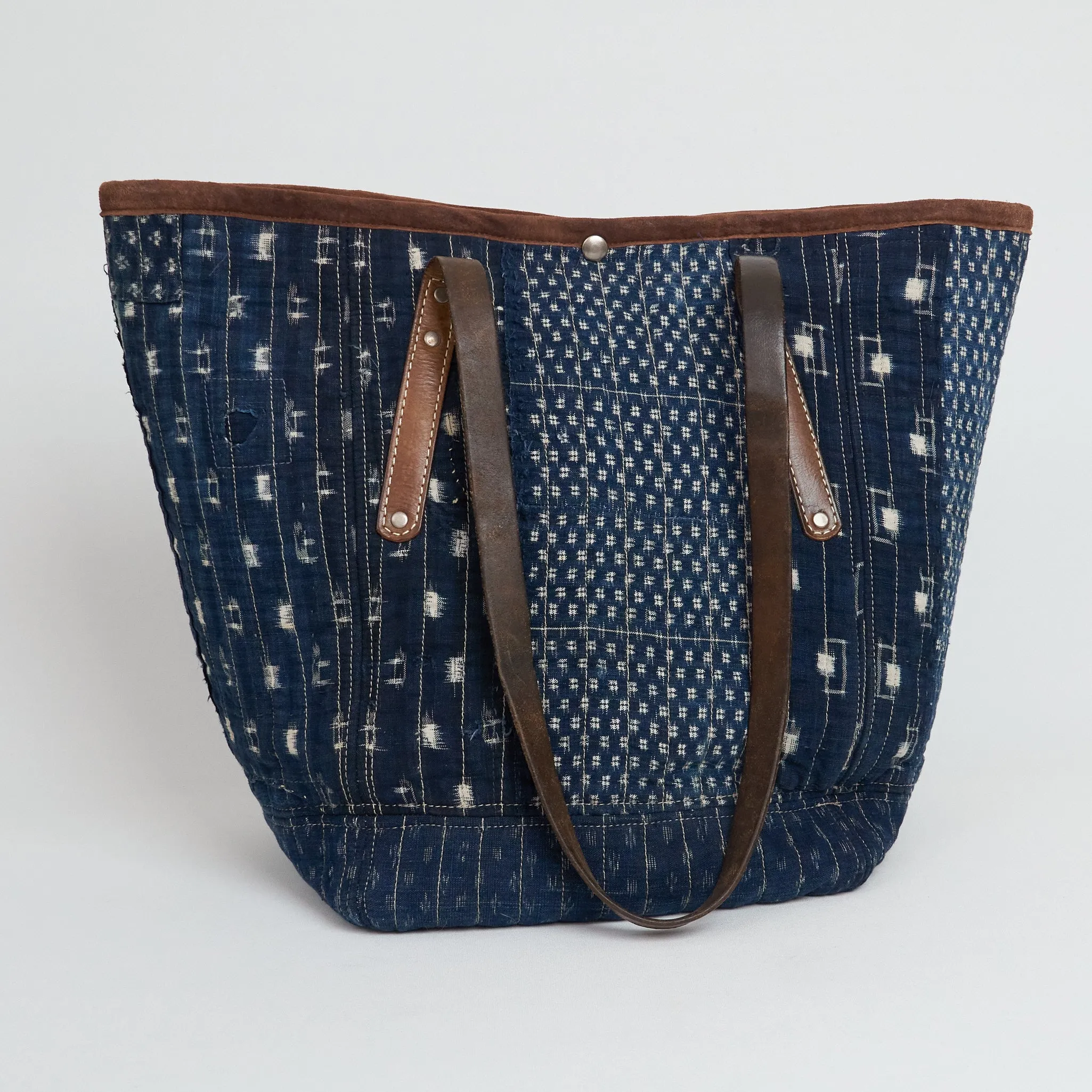J. Augur Design Antique Large Boro Patchwork Shopper Tote Bag