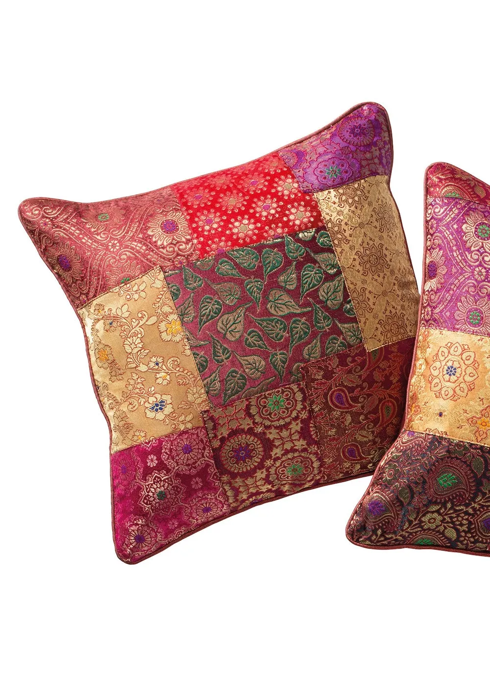 Jaipur Cushion Cover Recycled Indian Sari's and Brocade Patchwork Design