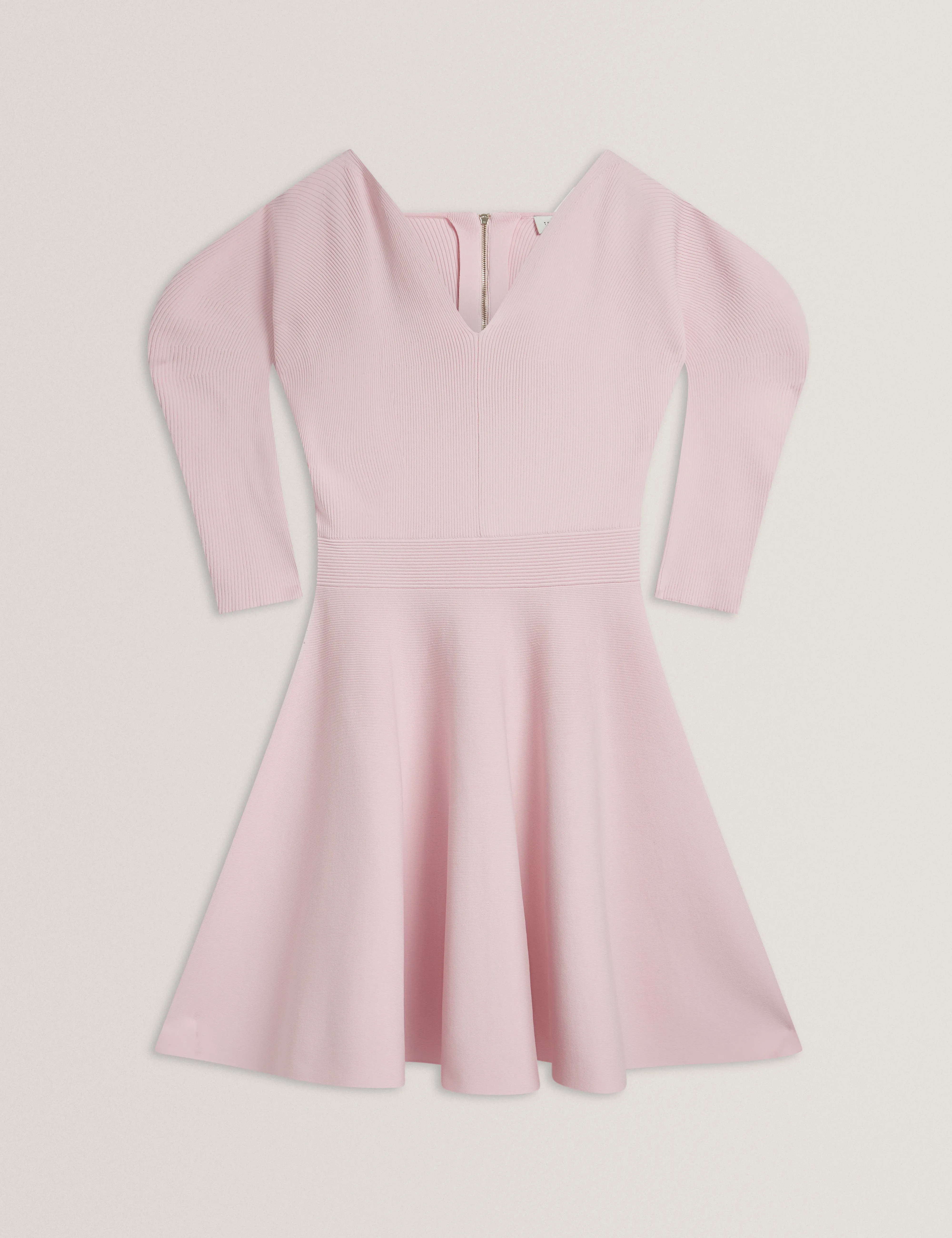 Jescka Sculptured Knit Skater Dress Lt-Pink