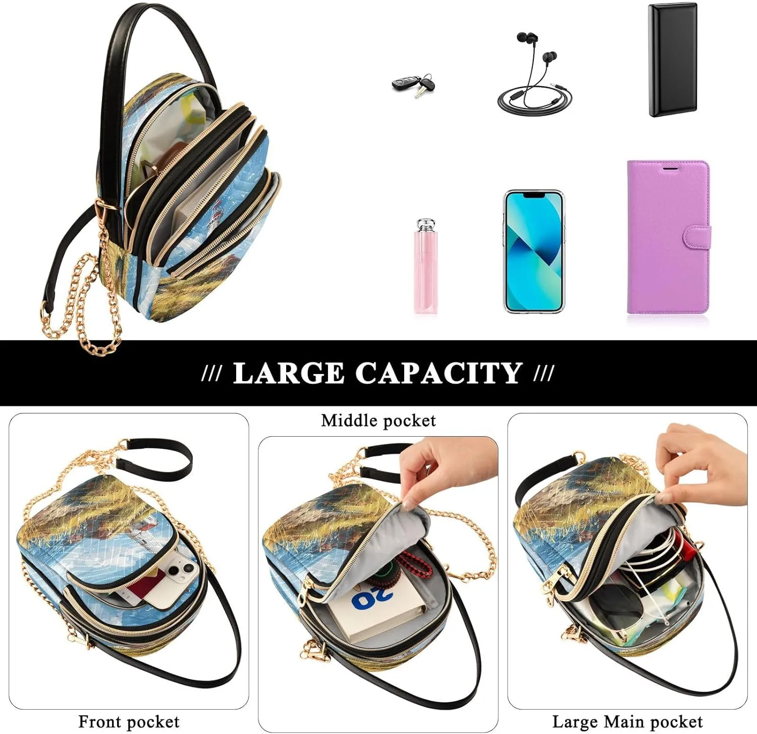 Joisal Cute Unicorn in Space Galaxy Travel Purses Anti Theft Crossbody, Women Handbag Trendy Sling Bag for Women