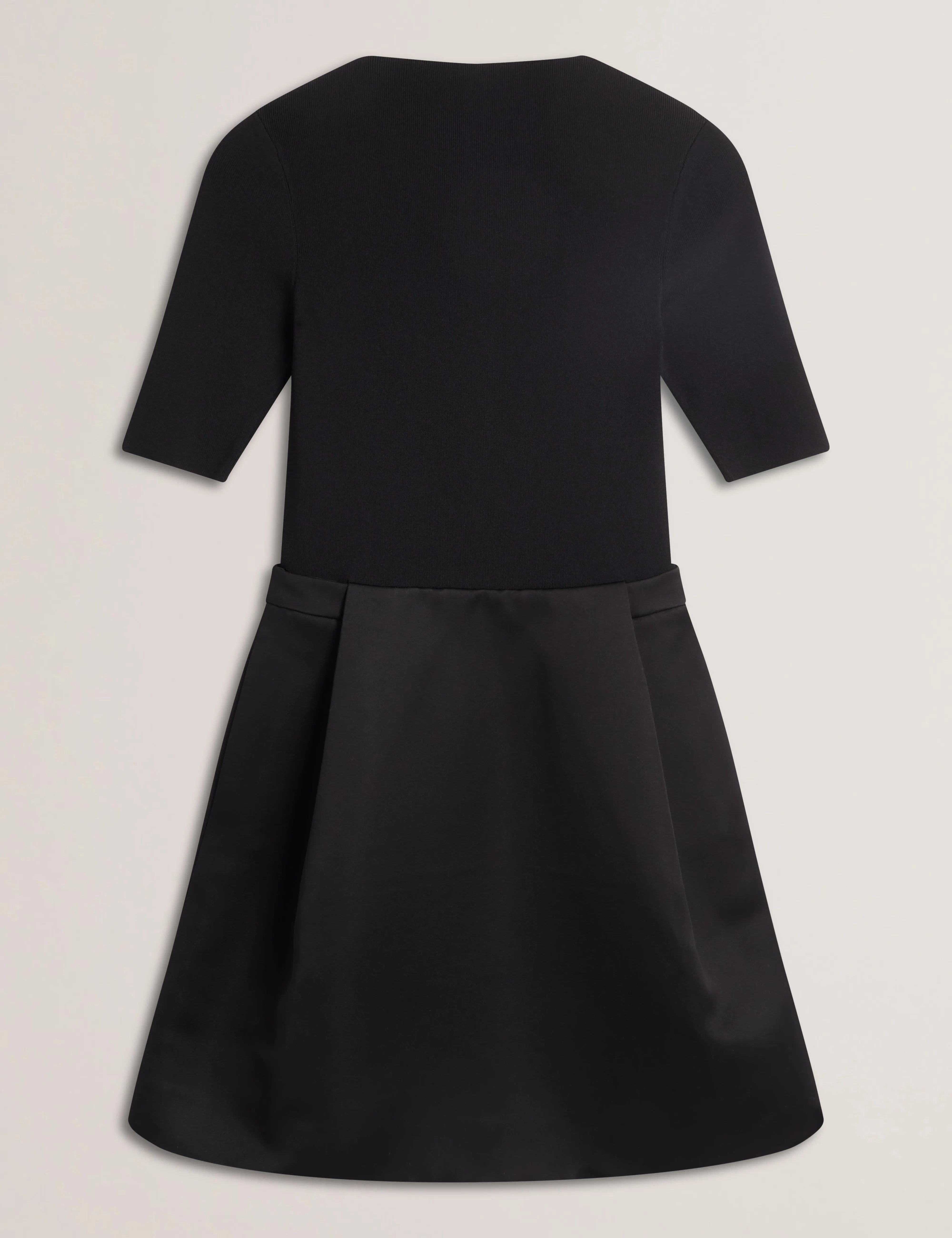 Jolain Knit Bodice Satin Skirt Mini Dress Black