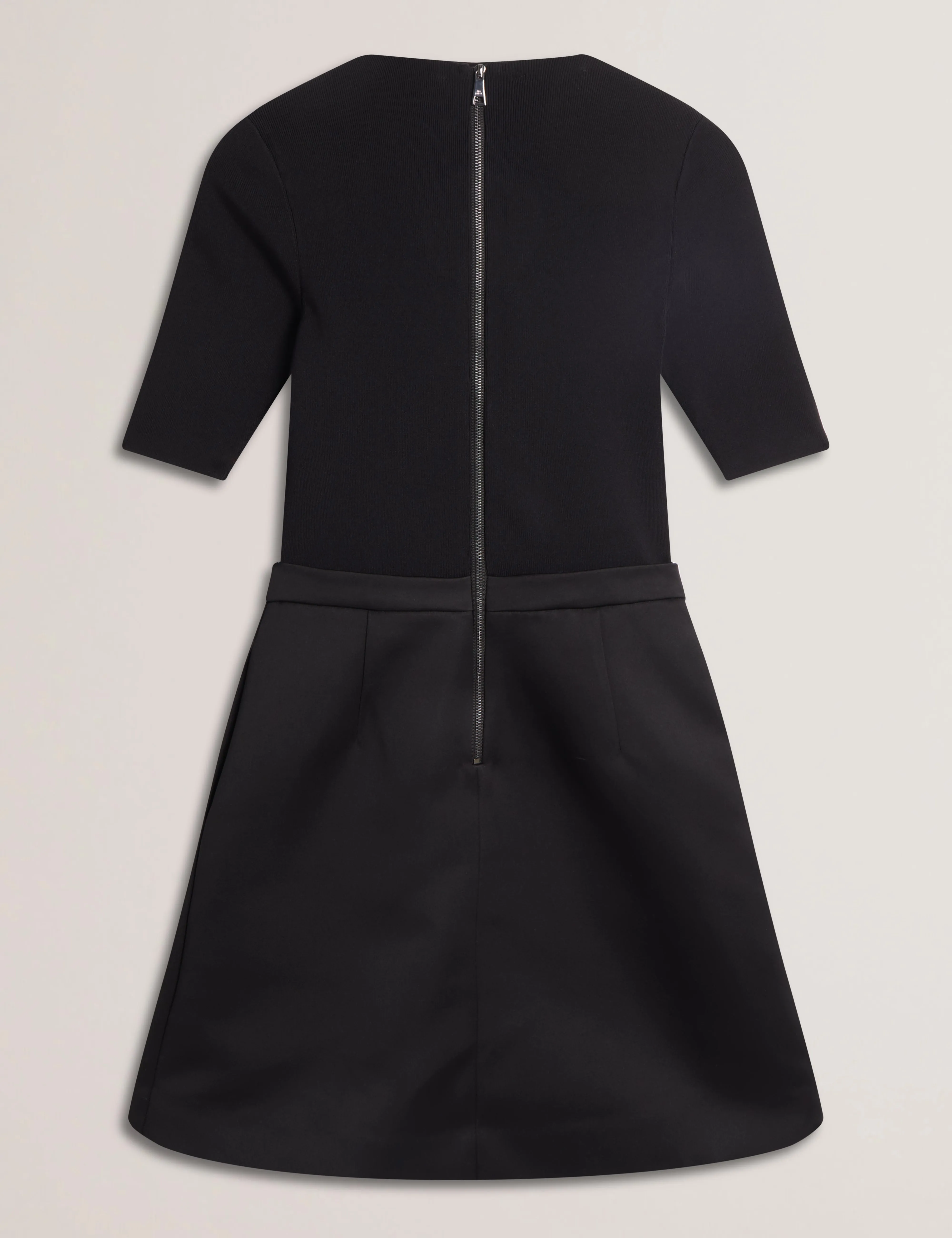 Jolain Knit Bodice Satin Skirt Mini Dress Black