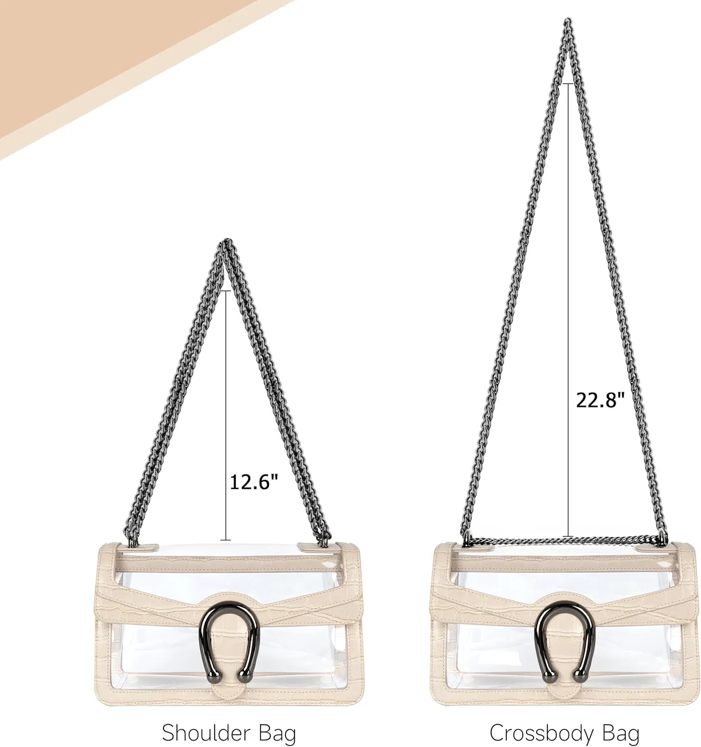 Joryin Women's Stadium Approved Crossbody Bag for Women, Small Clear Bag Shoudler Purse with Chain Strap