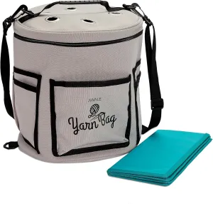Juvale Grey Yarn Bag with Dividers for Portable Knitting Kit, Crochet Bag for Accessories and Supplies Storage (11.8 x 9.8 In)
