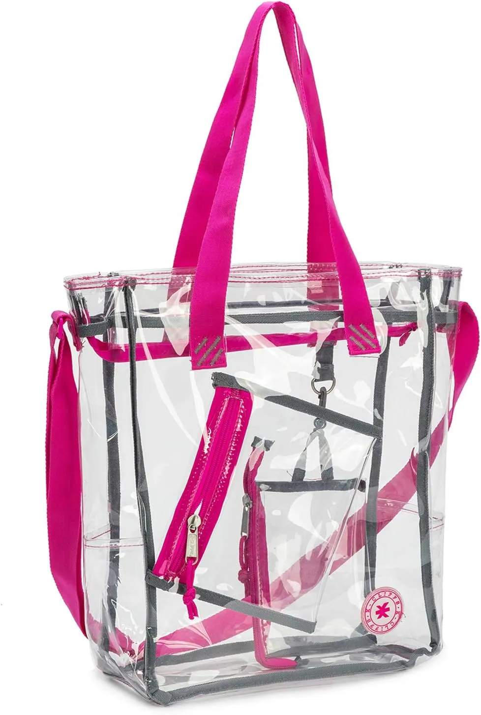 K-Cliffs Heavy Duty Clear Tote Deluxe See Through Messenger Work Bag Durable Transparent PVC Lunch Bag