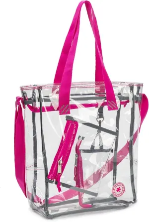 K-Cliffs Heavy Duty Clear Tote Deluxe See Through Messenger Work Bag Durable Transparent PVC Lunch Bag