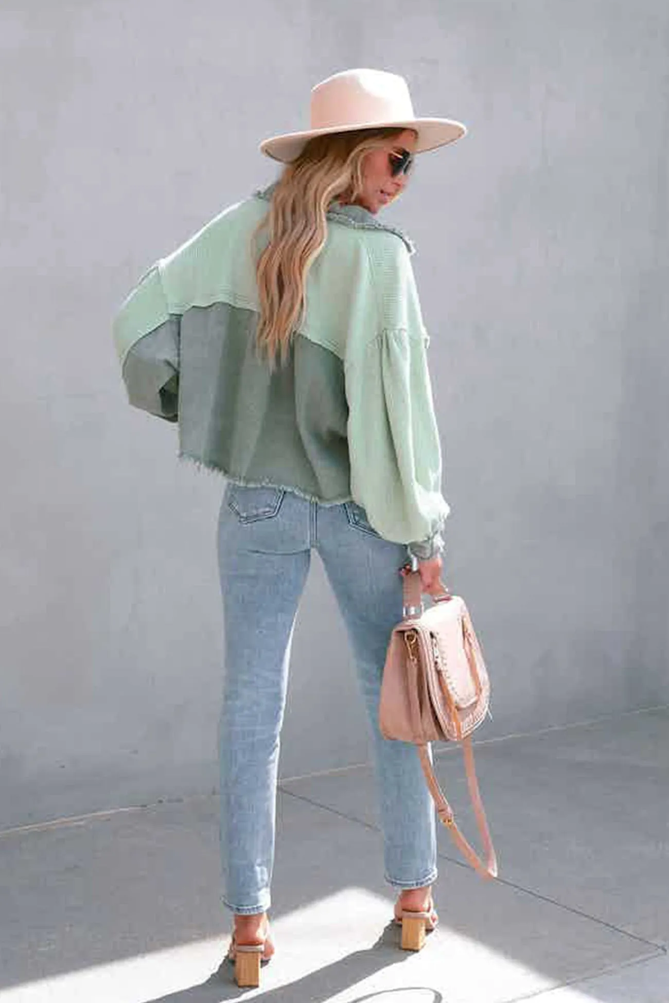 KAITLYN | Waffle Patchwork Denim Jacket