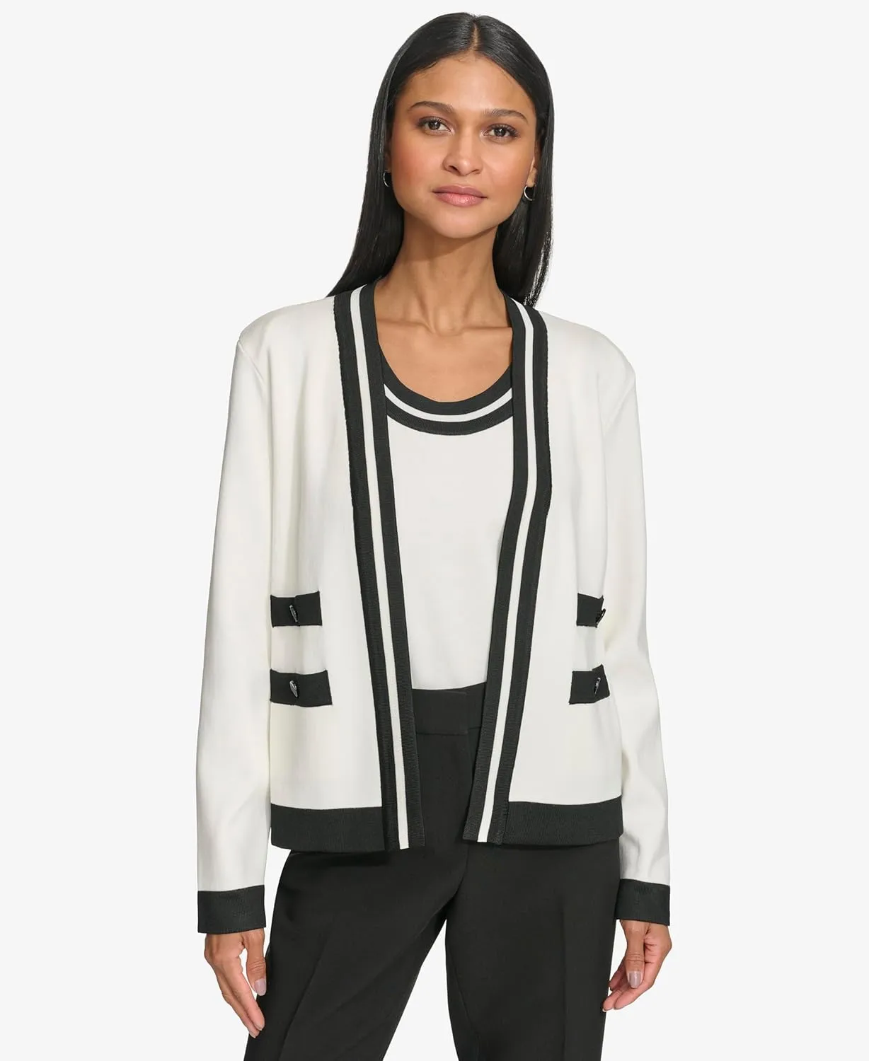 KARL LAGERFELD Women's Business Casual Lightweight Knit Cardigan