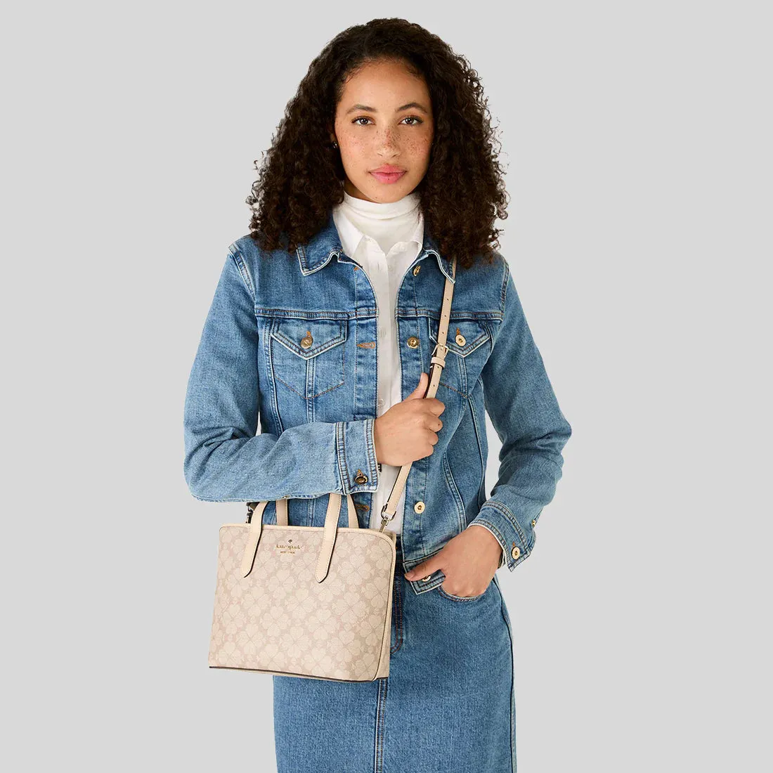 KATE SPADE Signature Spade Flower Mini Tote Dark Beige Multi RB-KH425